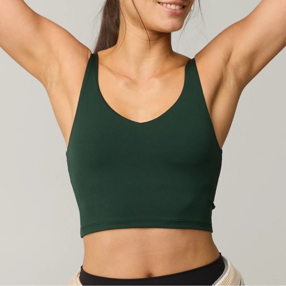 OFFLINE By Aerie Real Me Low Key Longline Sports Bra Green Small NWT